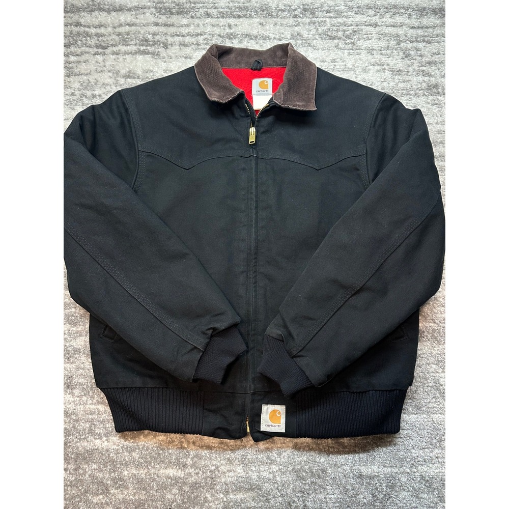 Carhartt 90s Santa Fe Jacket Mens XL Black Canvas Quilted Lining Corduroy J14
